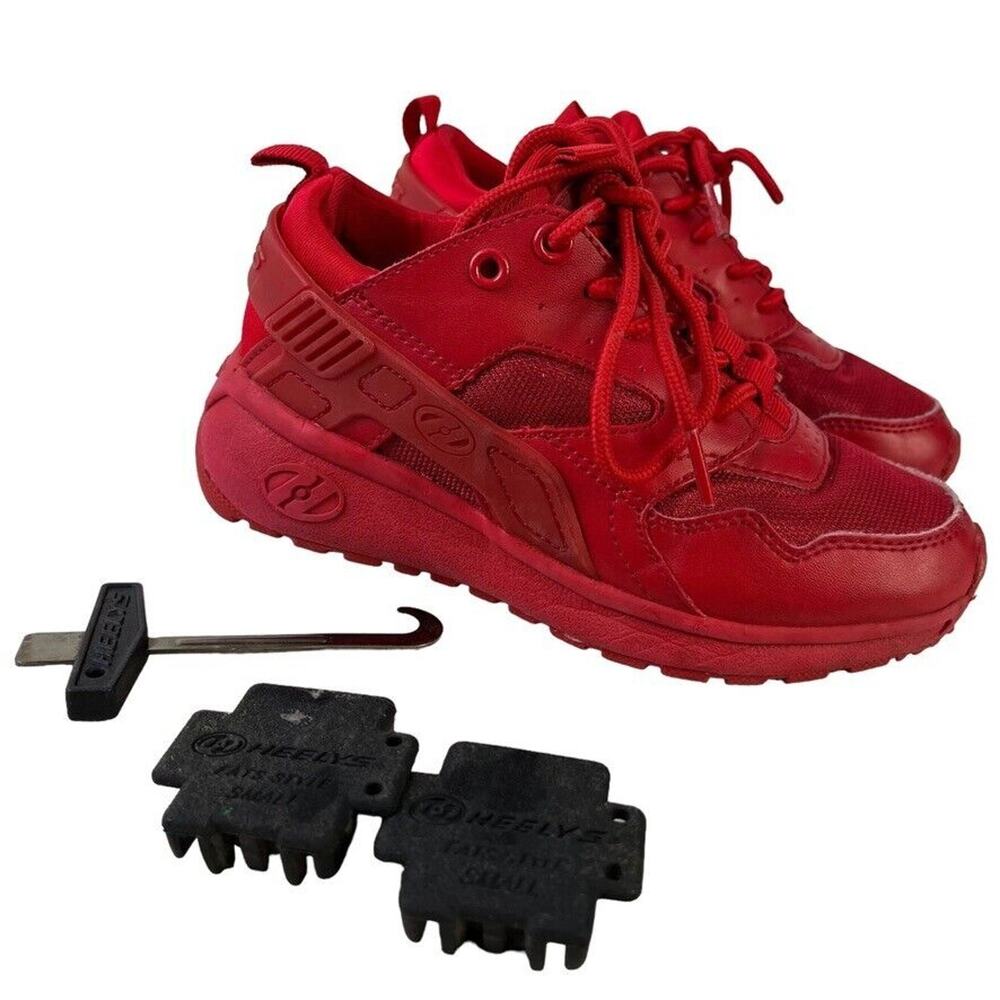 Heelys Kids Force Solid Red Skates Shoes Wheels Tool Low Top Sneakers sz 13 C
